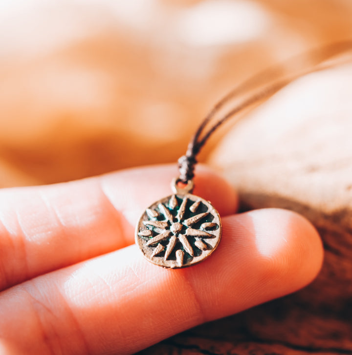 Aztec Sun Charm Necklace