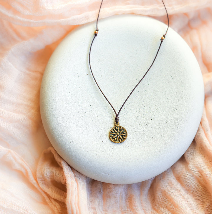 Aztec Sun Charm Necklace