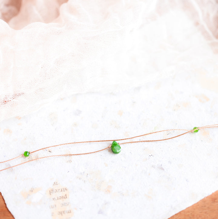 Layered Chrome Diopside Teardrop Choker