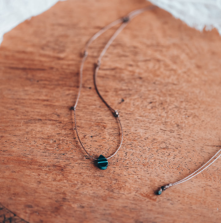 Dainty Black Agate Teardrop Choker Necklace