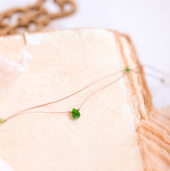 Layered Chrome Diopside Teardrop Choker