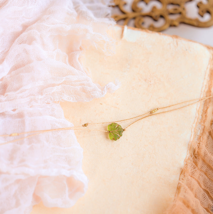 Whimsy Green Leaf Layered Necklace