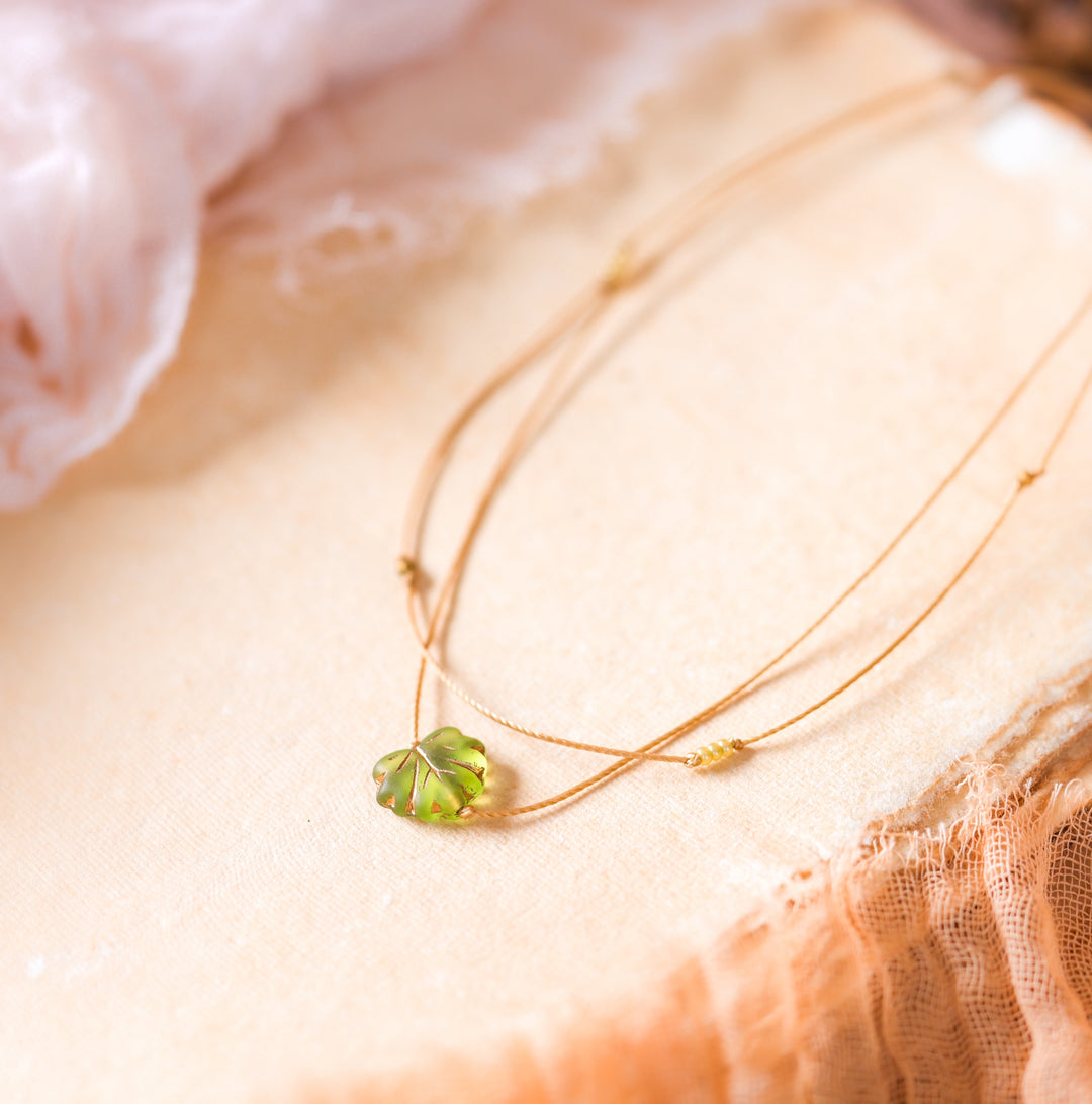 Whimsy Green Leaf Layered Necklace