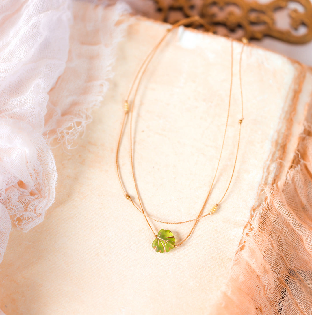 Whimsy Green Leaf Layered Necklace