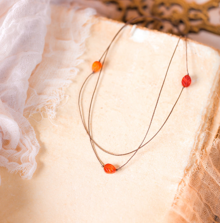 Layered Carnelian Leaf Choker Necklace