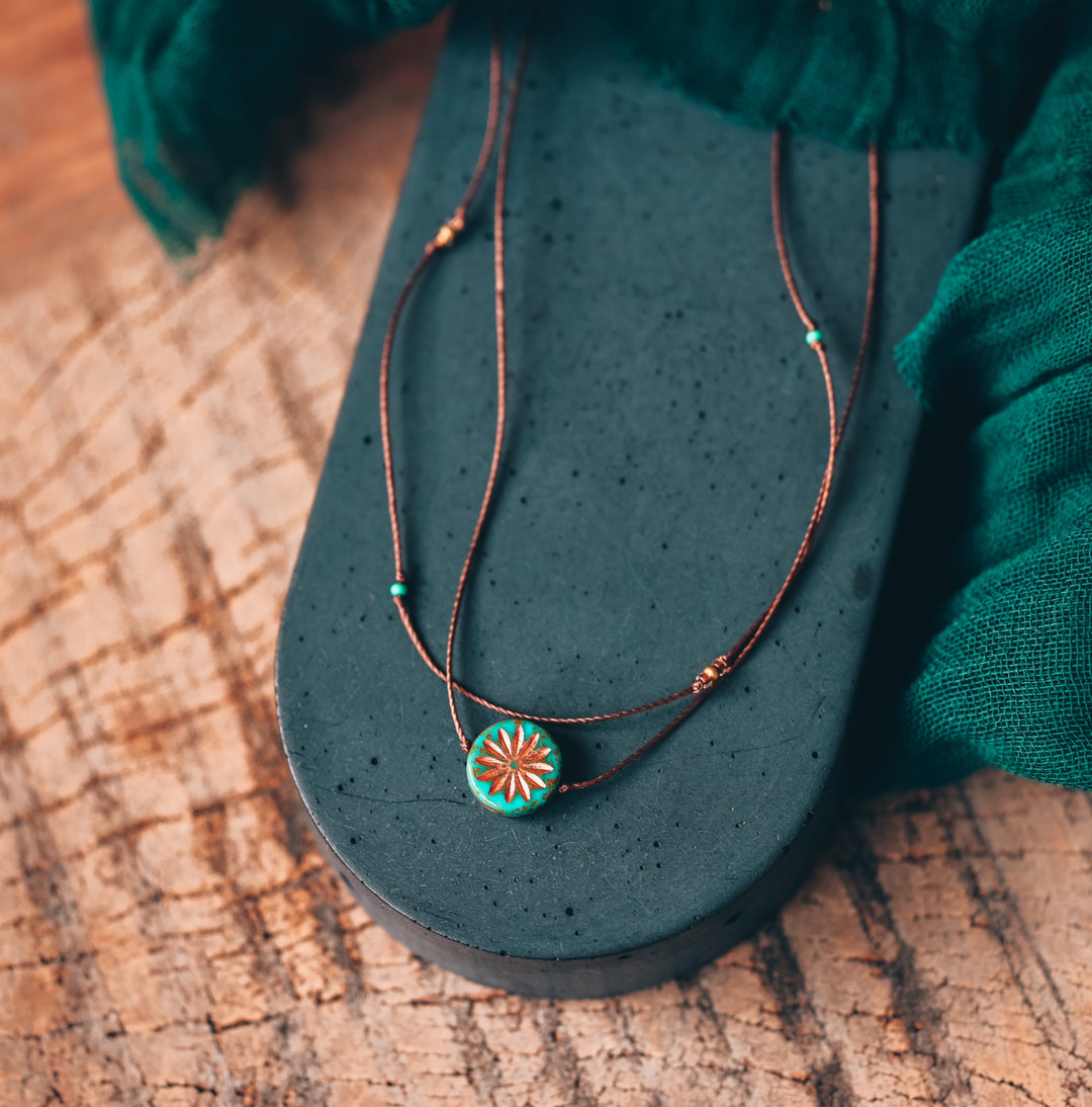 Rustic Boho Flower Layered Necklace