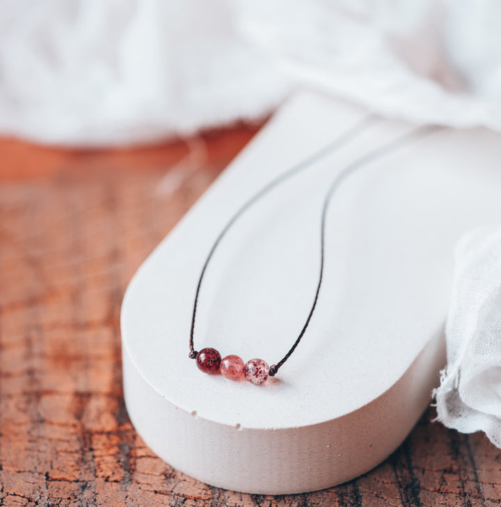 Strawberry Quartz Crystal Necklace