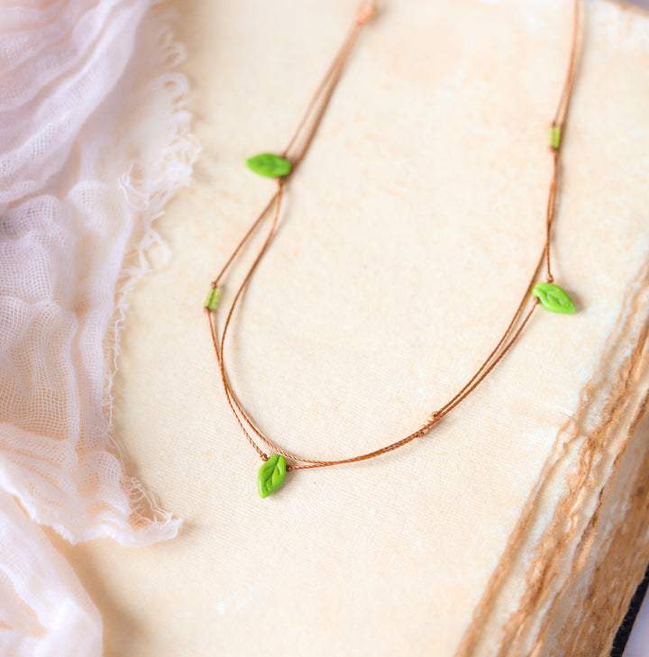 Elven Green Leaf Layered Choker