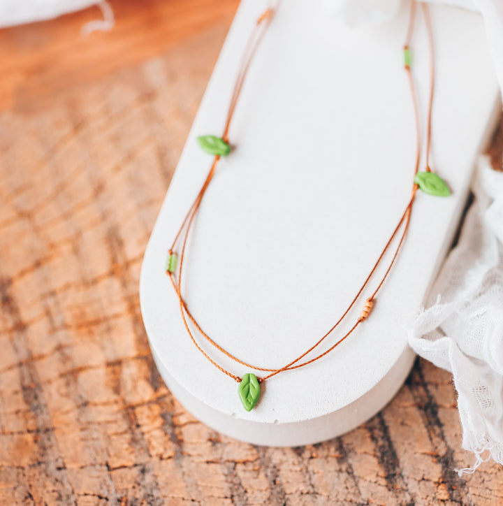 Elven Green Leaf Layered Choker