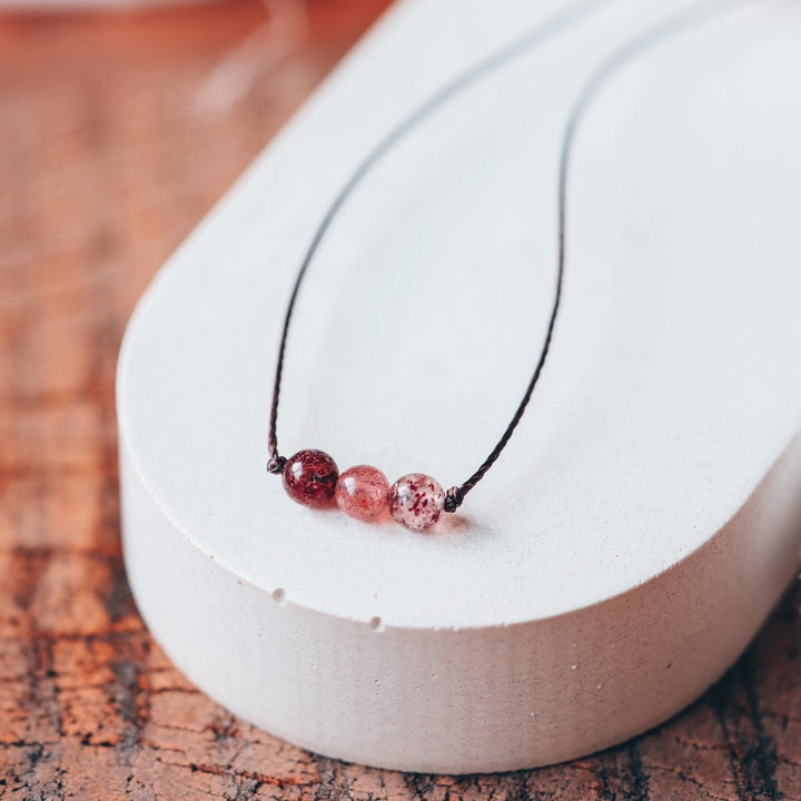 Strawberry Quartz Crystal Necklace