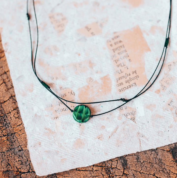 Green Tie Dye Coin Layered Choker Necklace