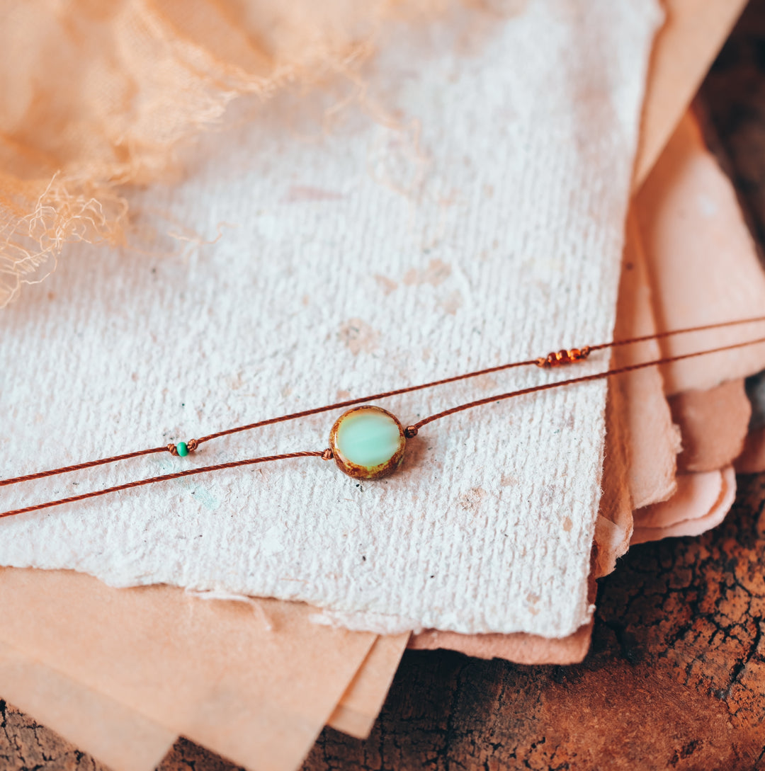 Rustic Green-Blue Coin Layered Necklace
