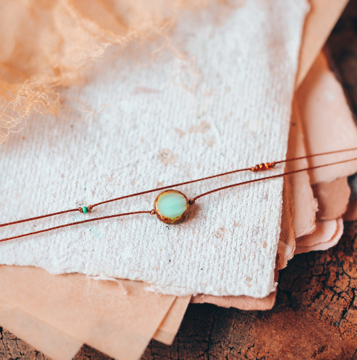 Rustic Green-Blue Coin Layered Necklace