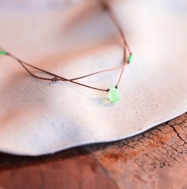 Layered Pastel Green Teardrop Necklace