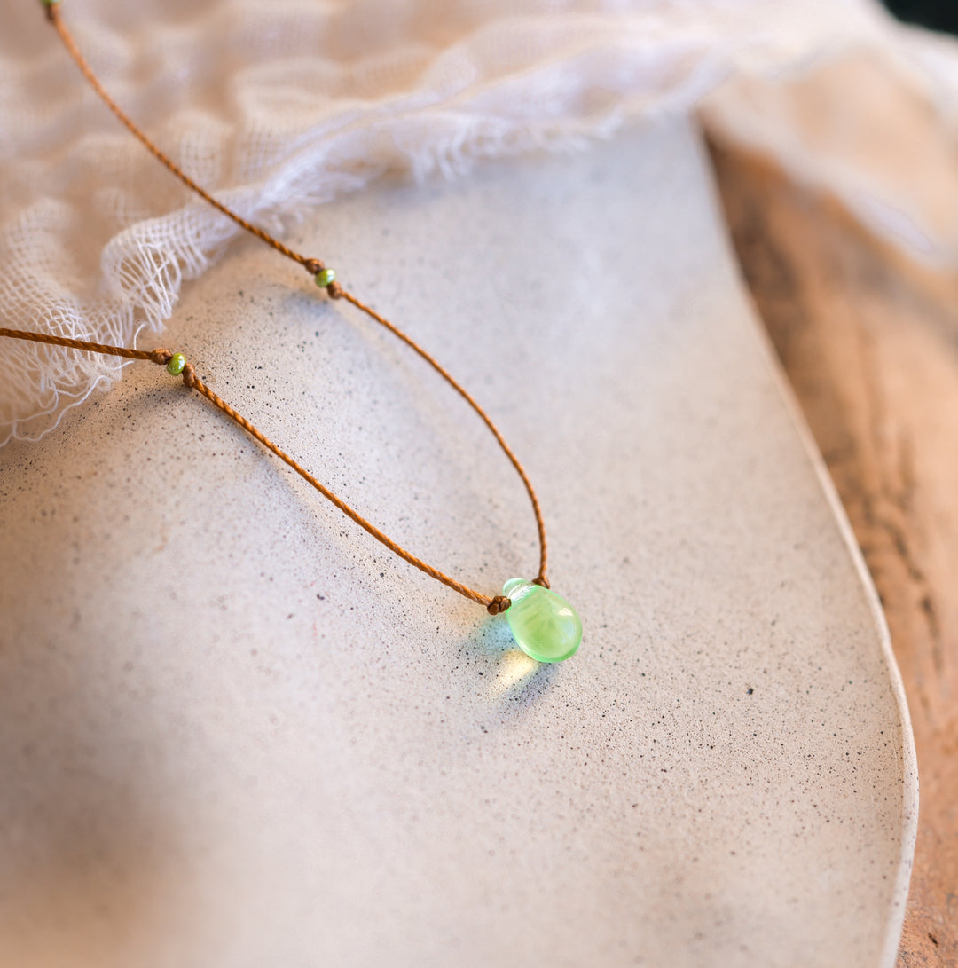 Sea Foam Green Teardrop Necklace