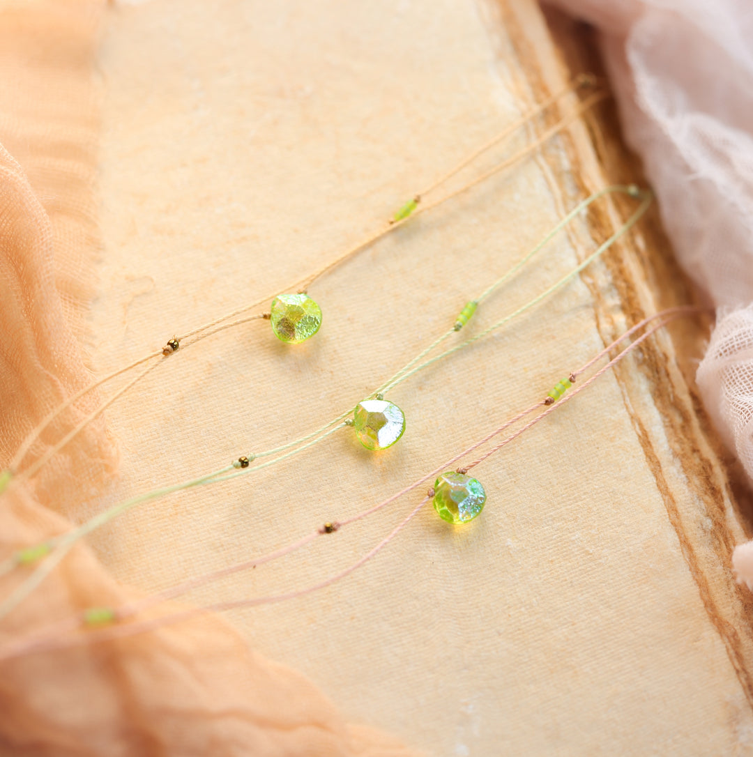 ELYSIUM Iridescent Green Drop Layered Choker Necklace