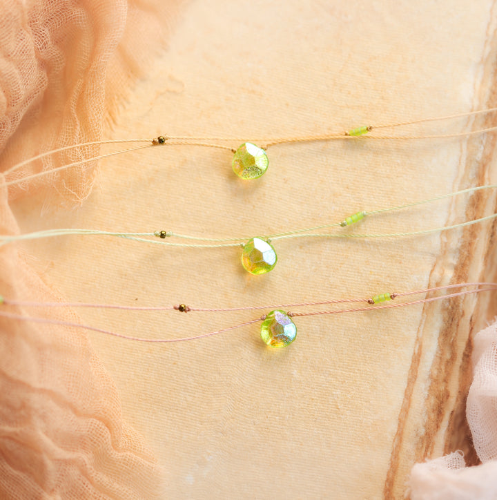 ELYSIUM Iridescent Green Drop Layered Choker Necklace