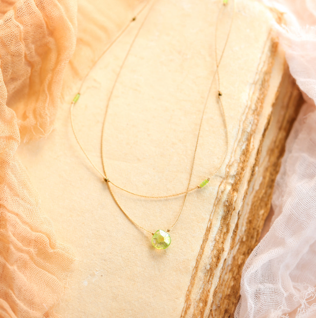 ELYSIUM Iridescent Green Drop Layered Choker Necklace