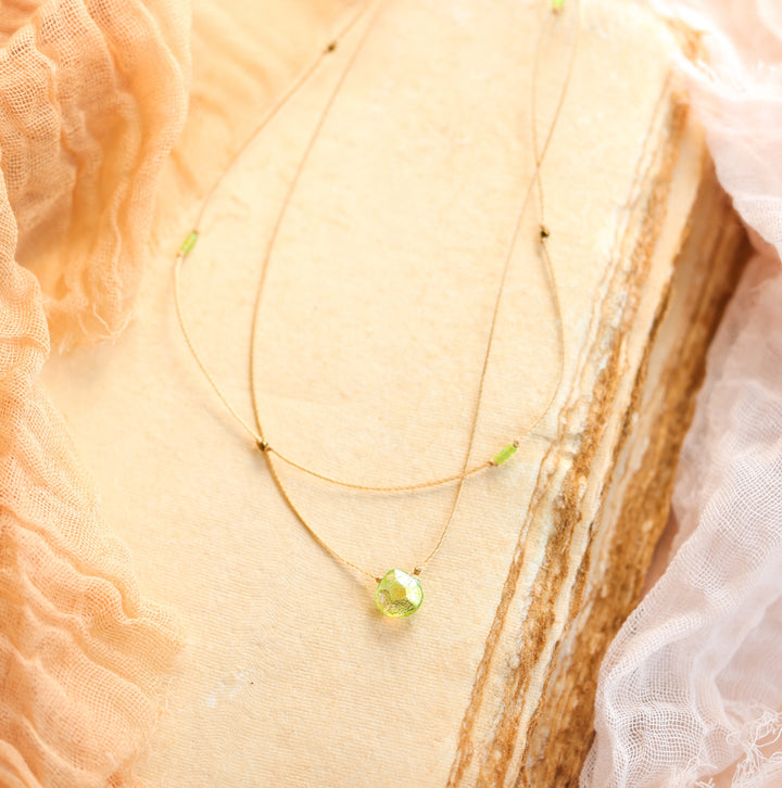 ELYSIUM Iridescent Green Drop Layered Choker Necklace