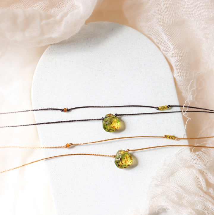 SYLVAN Mossy Green Drop Layered Choker Necklace