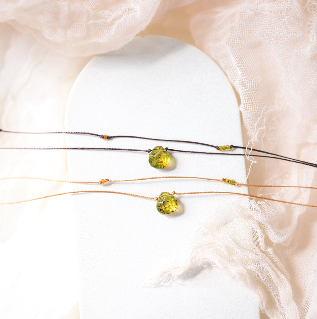SYLVAN Mossy Green Drop Layered Choker Necklace