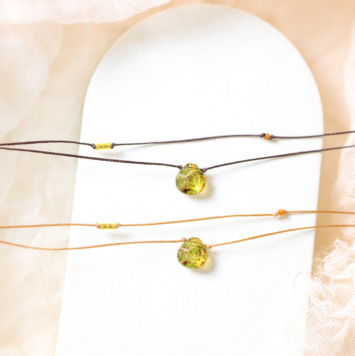 SYLVAN Mossy Green Drop Layered Choker Necklace