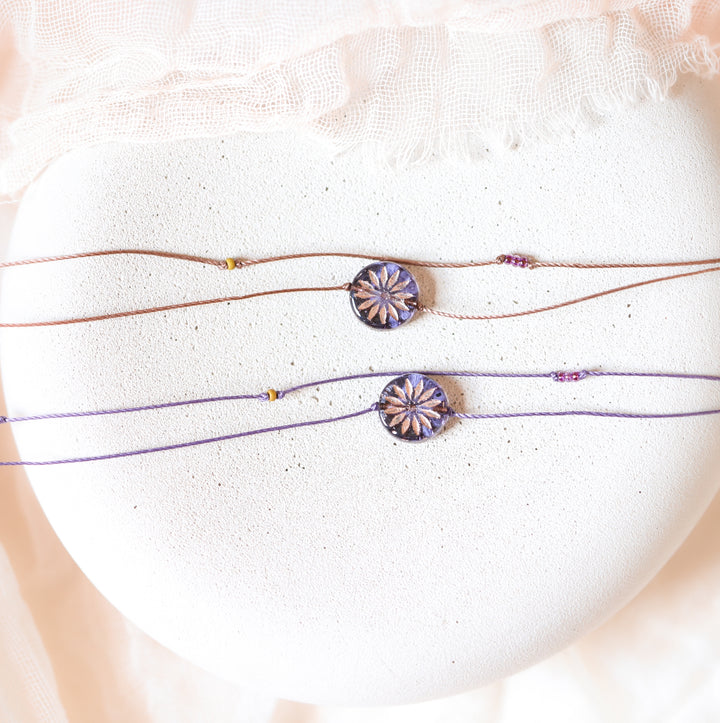LUNA Lilac Flower Coin Layered Choker Necklace