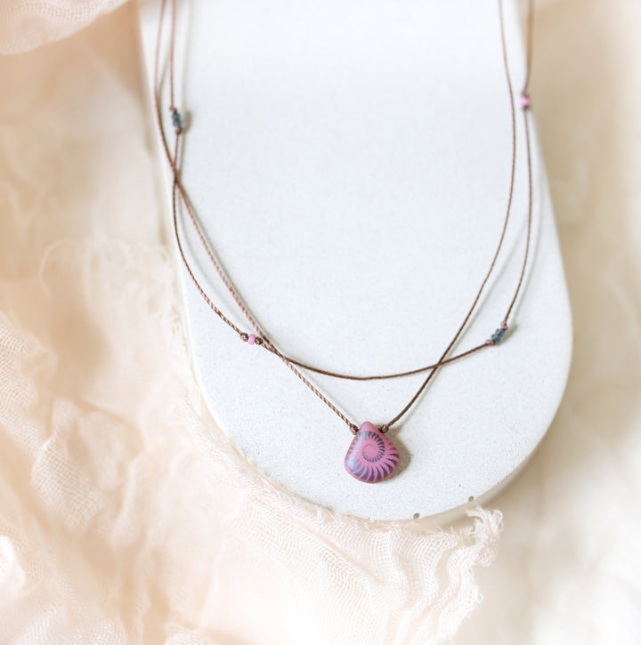 ANEMONE Pink Psychedelic Drop Layered Necklace