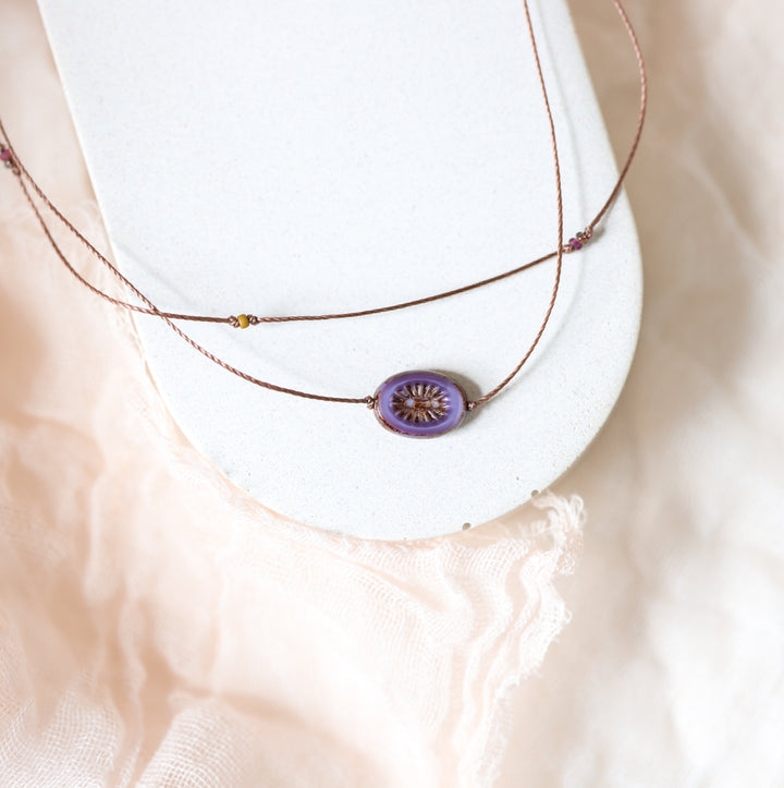 ATHENS Vintage Purple Pendant Layered Choker