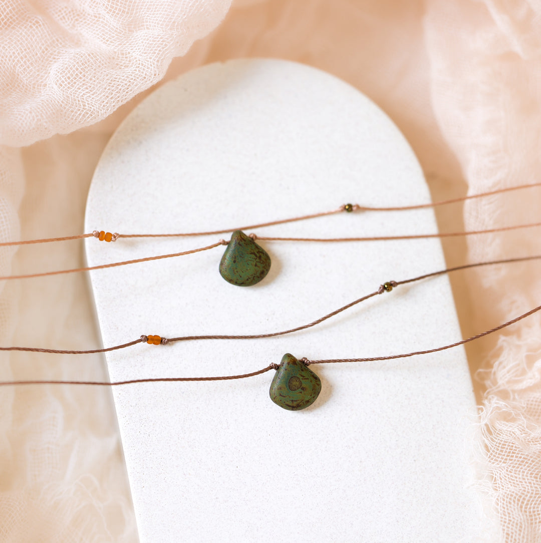 JUNIPER Rustic Mossy Drop Layered Necklace