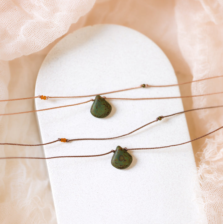JUNIPER Rustic Mossy Drop Layered Necklace