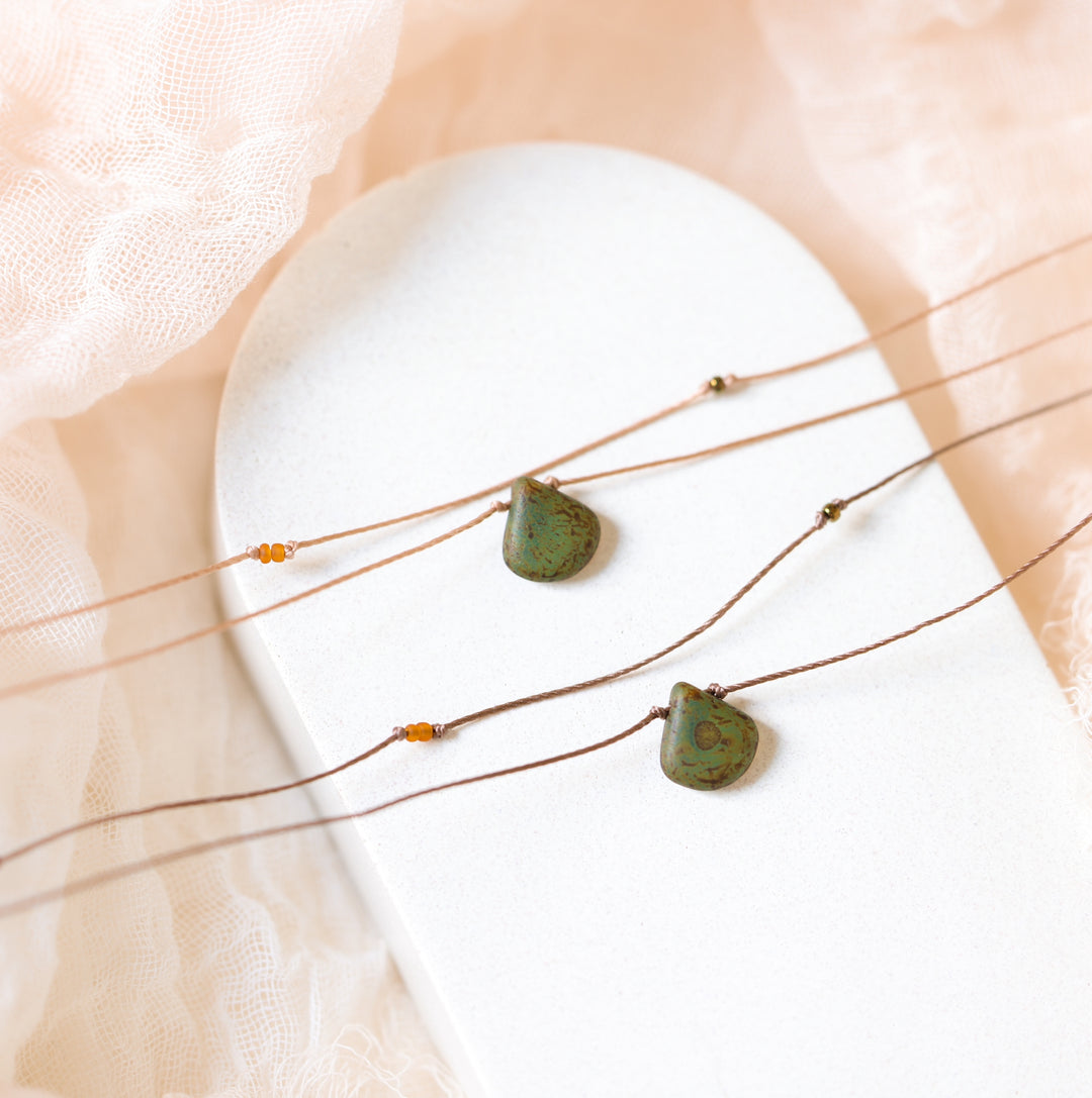 JUNIPER Rustic Mossy Drop Layered Necklace