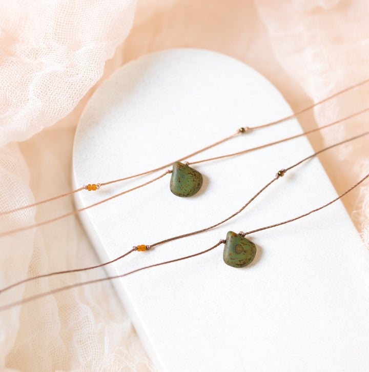 JUNIPER Rustic Mossy Drop Layered Necklace