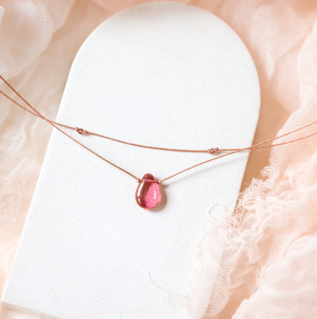 ROSALIE Pink Teardrop Layered Choker Necklace