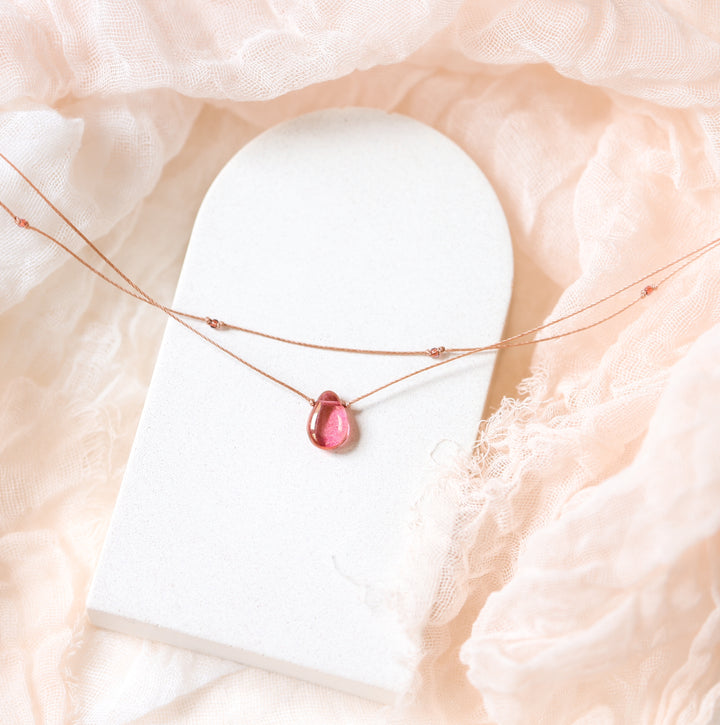 ROSALIE Pink Teardrop Layered Choker Necklace