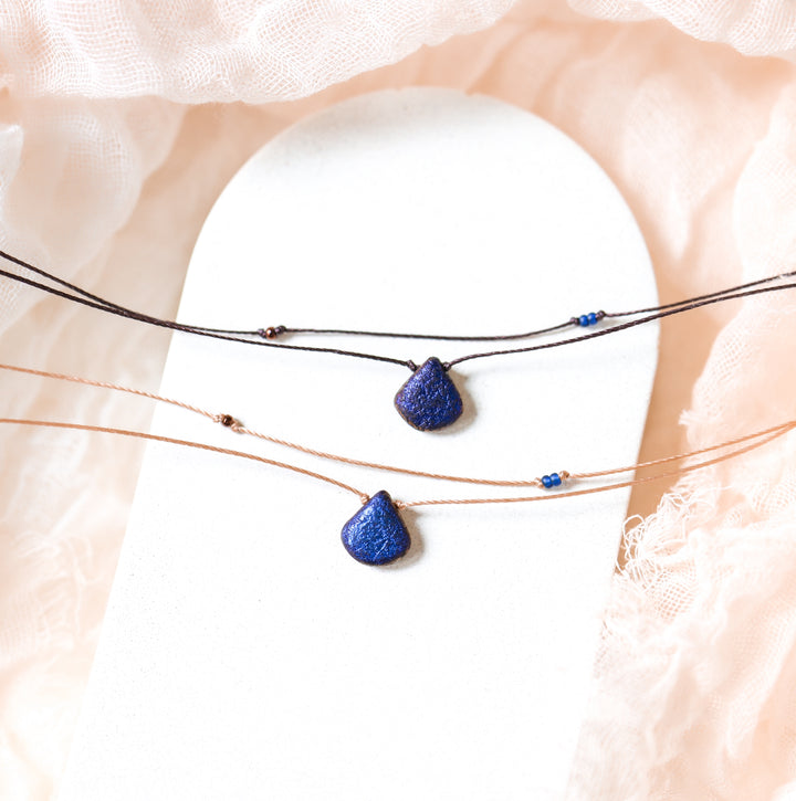 NEBULA Edgy Blue Drop Layered Choker Necklace