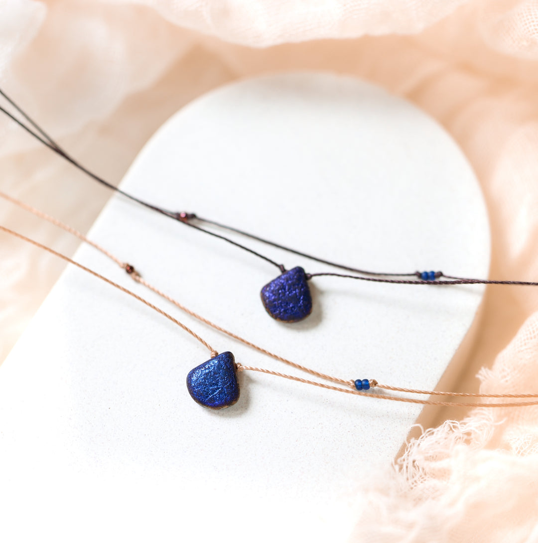 NEBULA Edgy Blue Drop Layered Choker Necklace