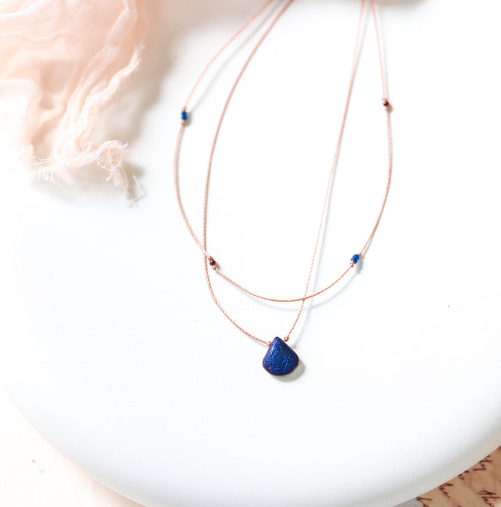 NEBULA Edgy Blue Drop Layered Choker Necklace
