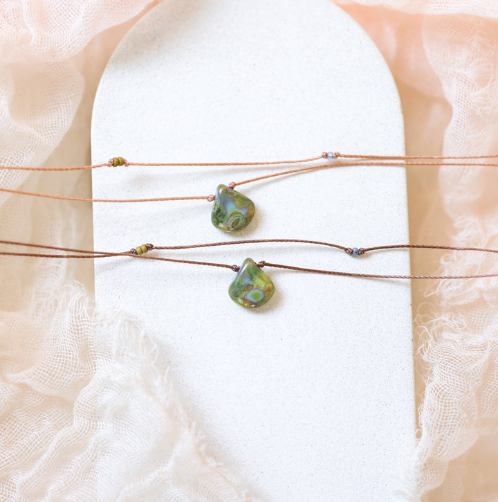 EDEN Hippie Green Drop Layered Choker Necklace