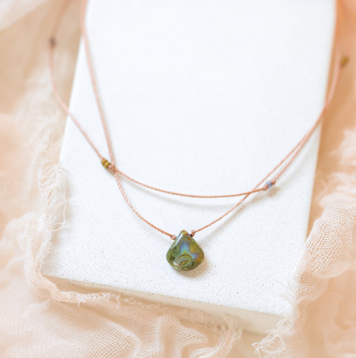 EDEN Hippie Green Drop Layered Choker Necklace