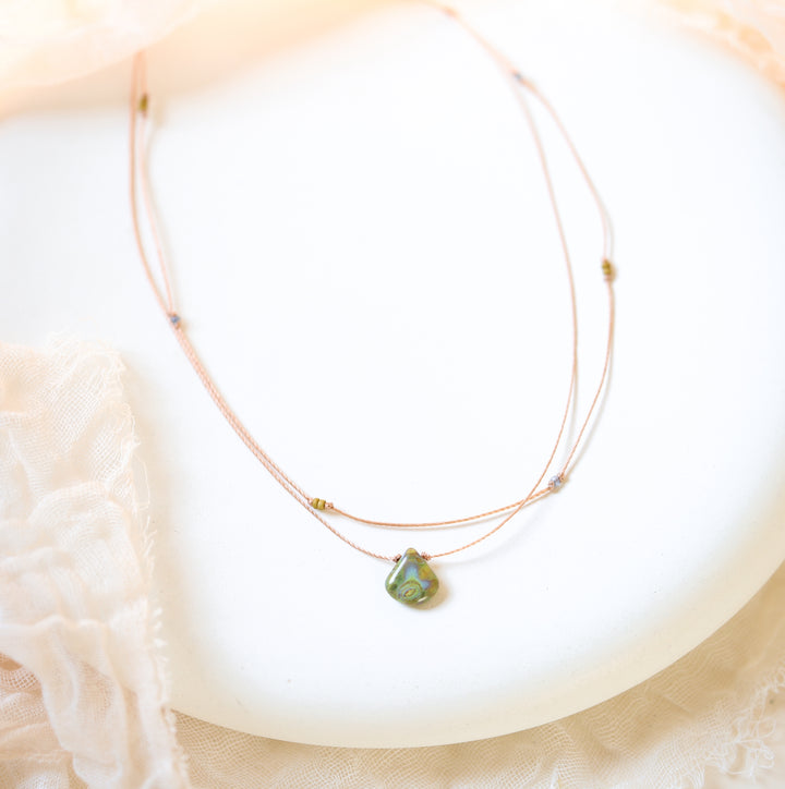 EDEN Hippie Green Drop Layered Choker Necklace