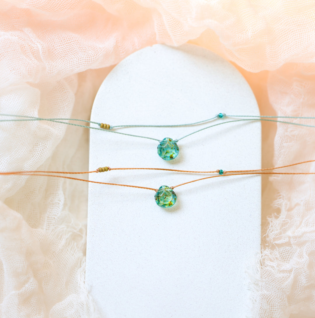 AQUA Terra Blue Drop Choker Necklace