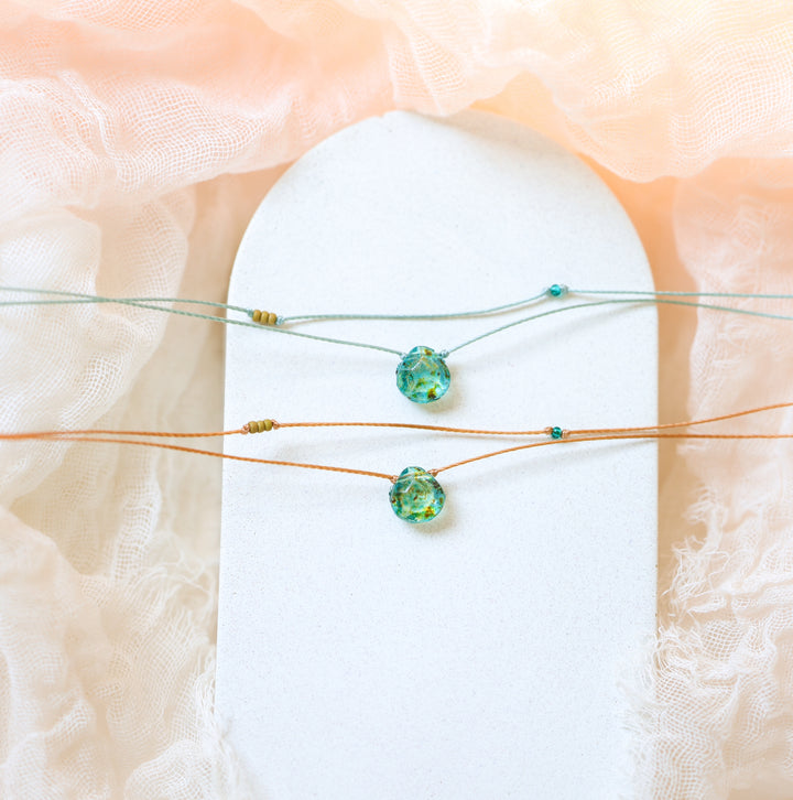 AQUA Terra Blue Drop Choker Necklace