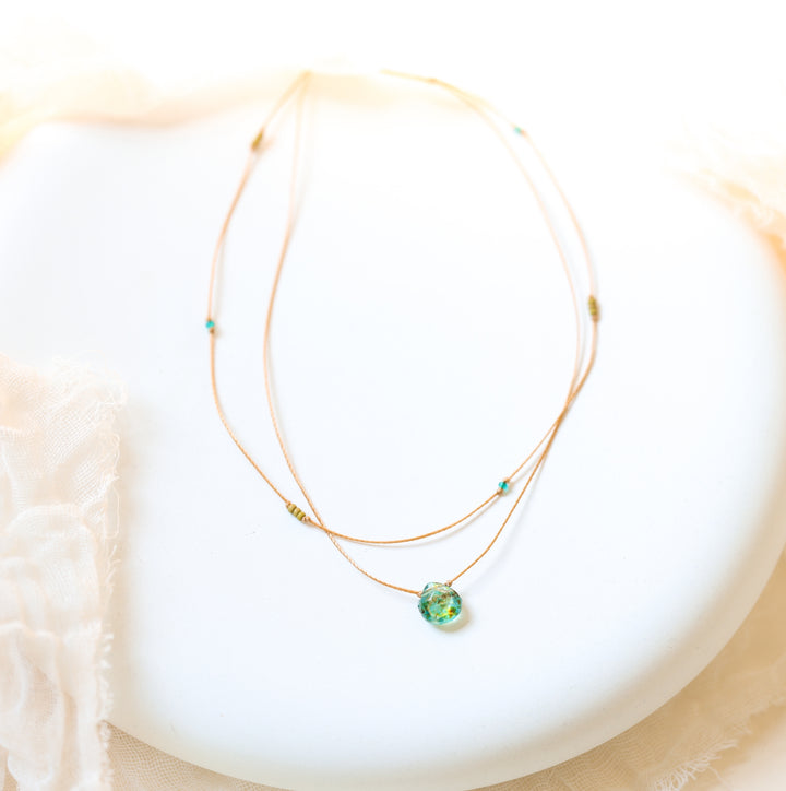 AQUA Terra Blue Drop Choker Necklace