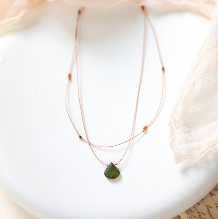 JUNIPER Rustic Mossy Drop Layered Necklace
