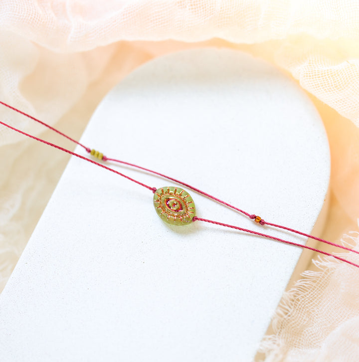 NYRA Green Evil Eye Charm Layered Necklace