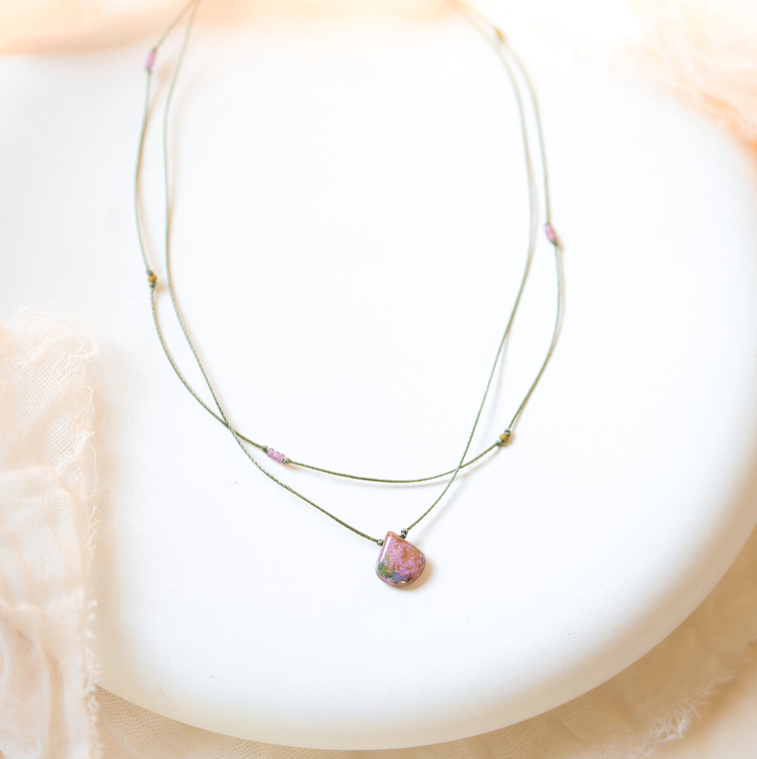 FAYE Lilac Earthy Drop Layered Choker Necklace