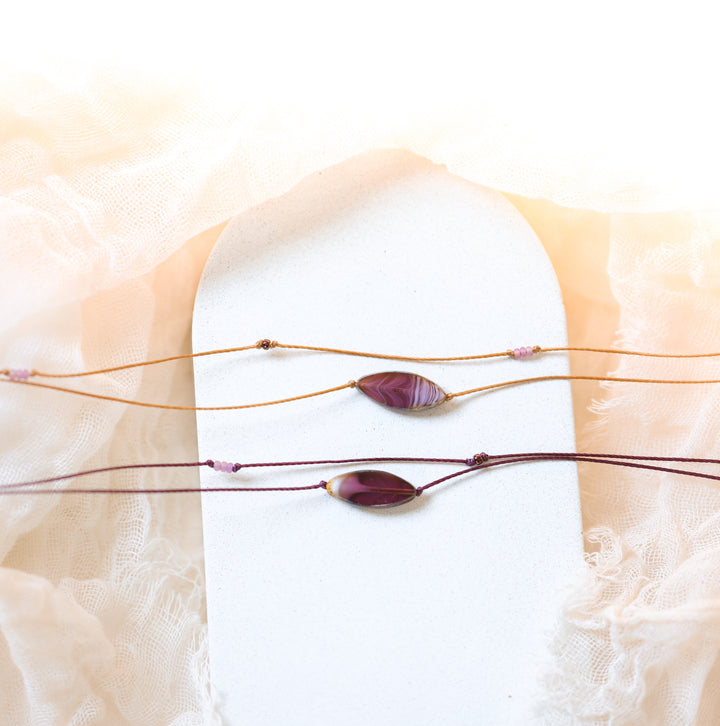 VIRGINIA Lilac Petal Pendant Layered Choker Necklace