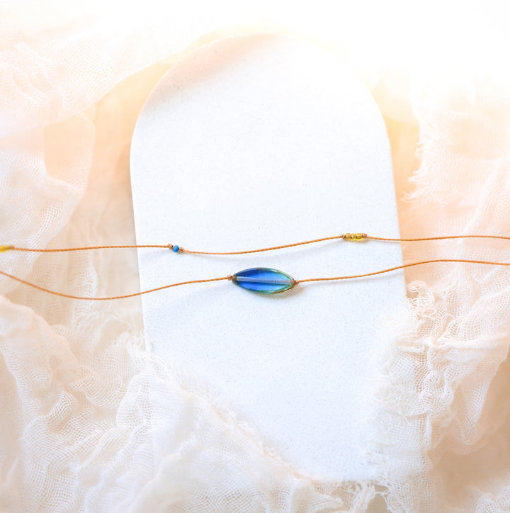 IRIS Blue Petal Layered Choker Necklace