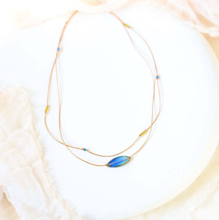 IRIS Blue Petal Layered Choker Necklace